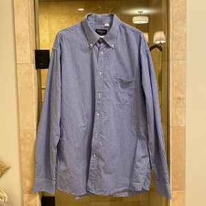 PERLIS 1939 mens XL royal blue gingham classic fit sports shirt